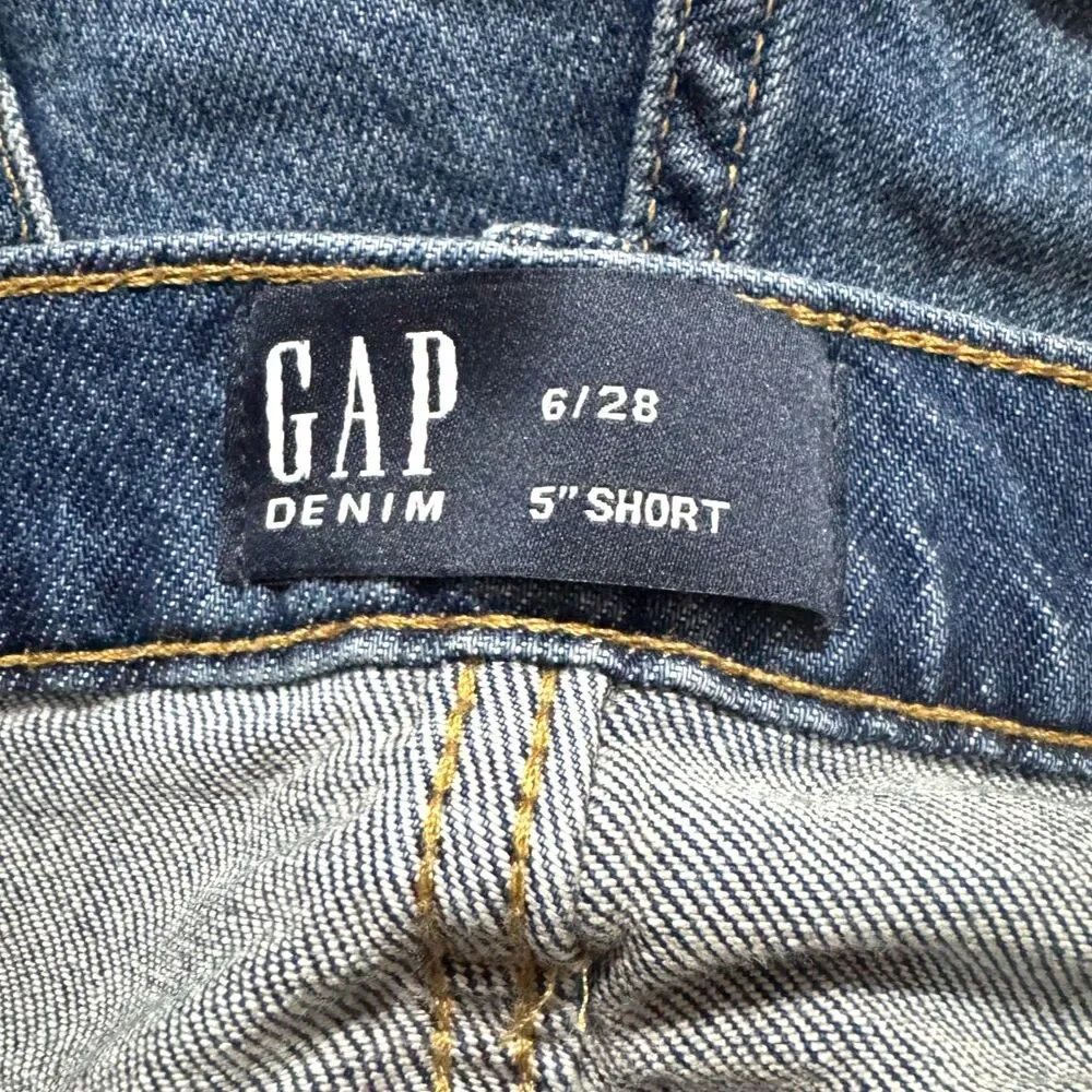 Gap 5 Inch Medium-Light Wash Denim Shorts Beach Summer Back to School Size 6 28 - Picture 5 of 6
